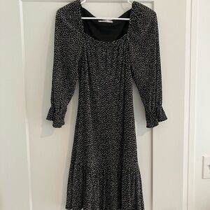 Mango square neck black dress